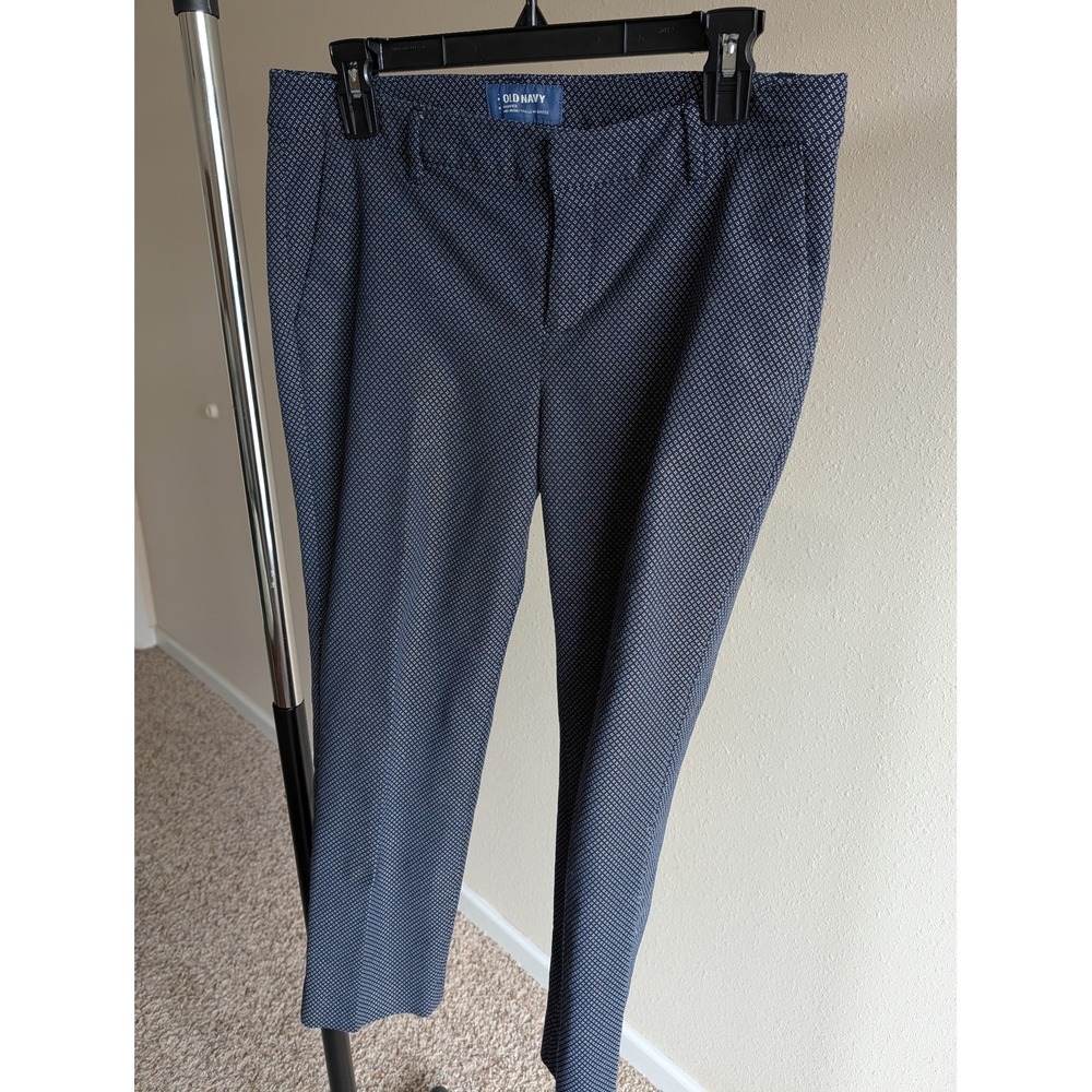Old Navy Harper Mid-Rise Navy Blue Geometric Diamond Print Ankle Pants Size 8
